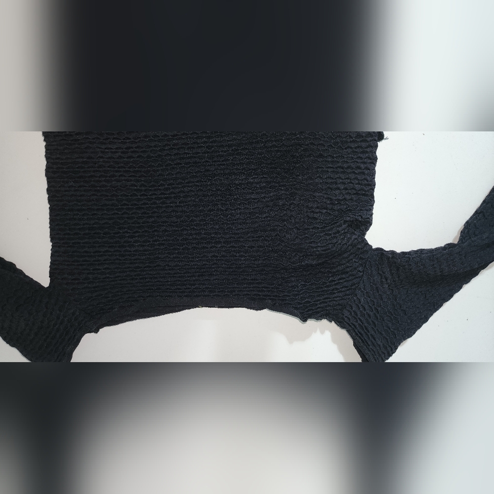 Free People Off Shoulder Black Long Sleeve Shirt